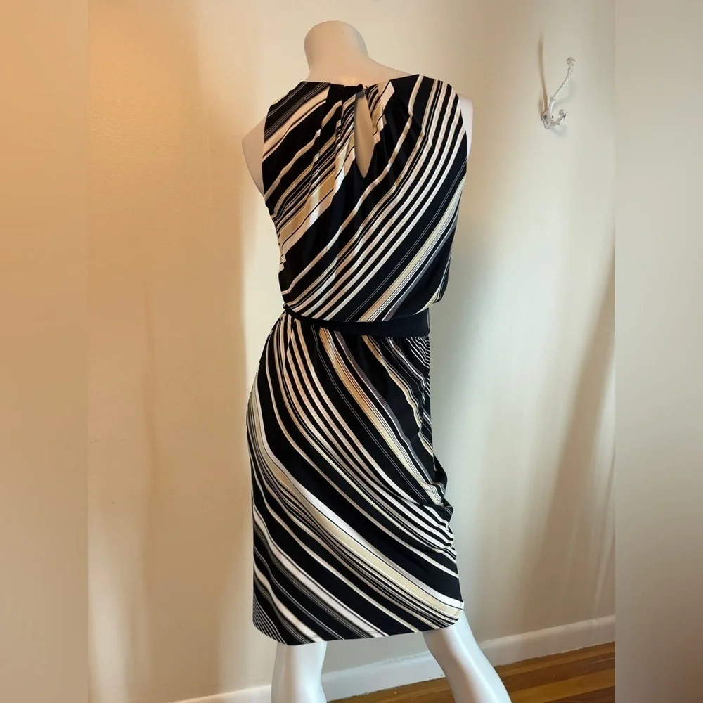 White House Black Market Sleeveless Diagonal Stripe Sheath Dress Size 2